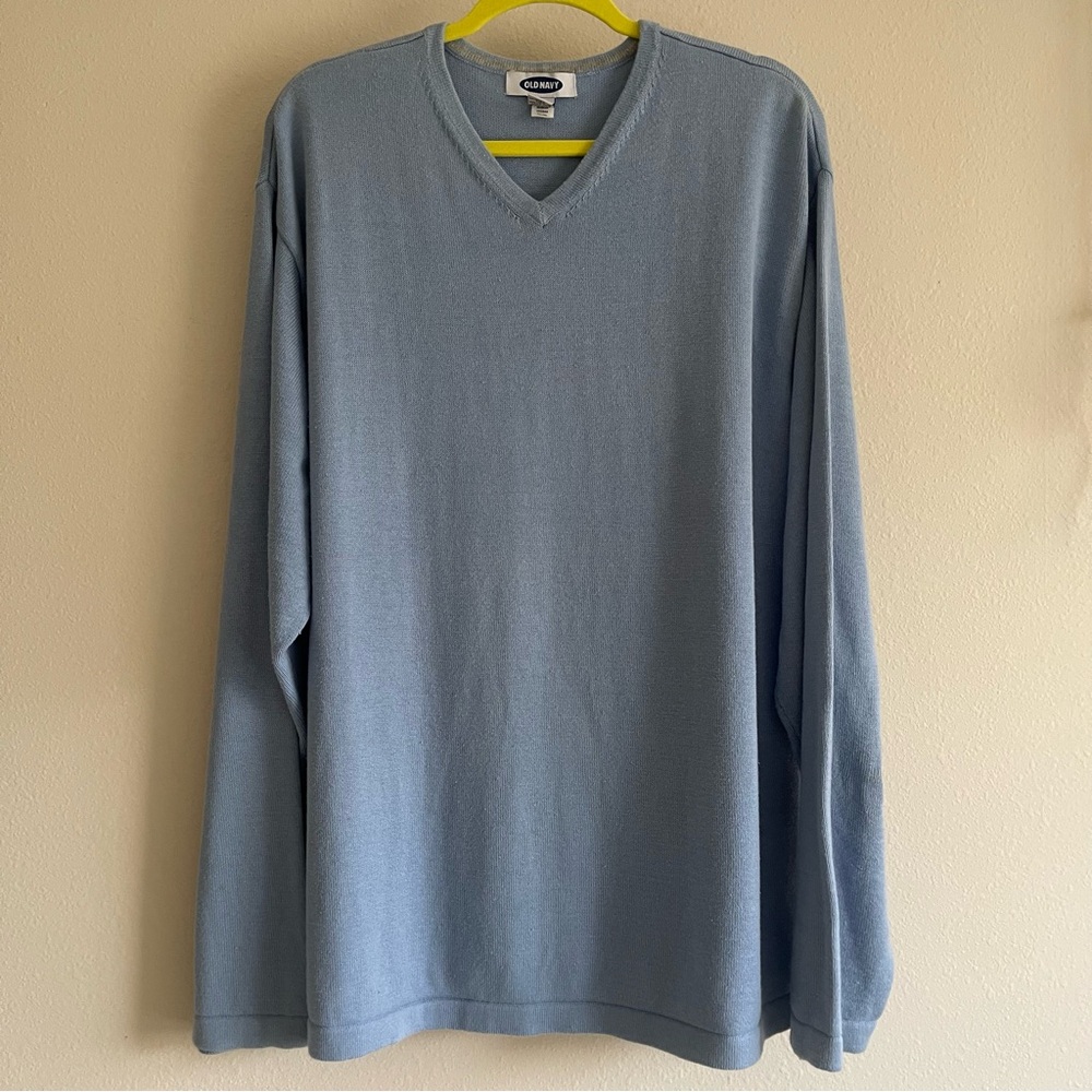 Old Navy 100% cotton Men's Light Blue V-Neck Sweater XXL